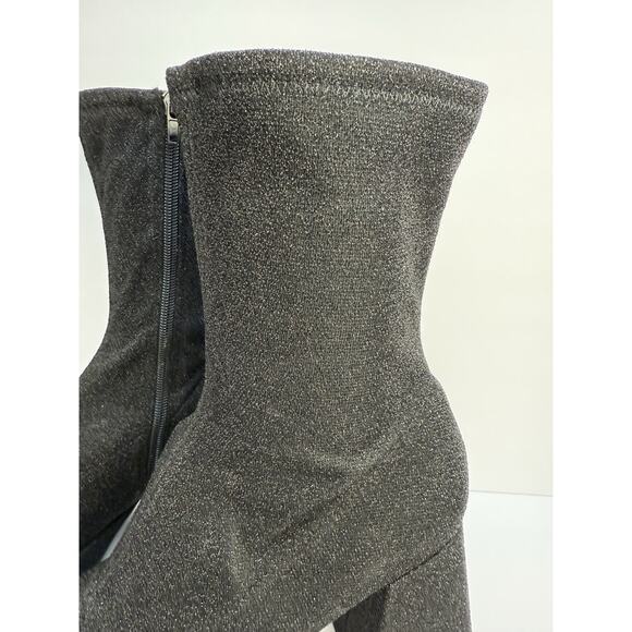 Abound Womens 11 Black Sparkle Fabric Zip Ankle Boot Platform Block Heel NWOT - Picture 3 of 13